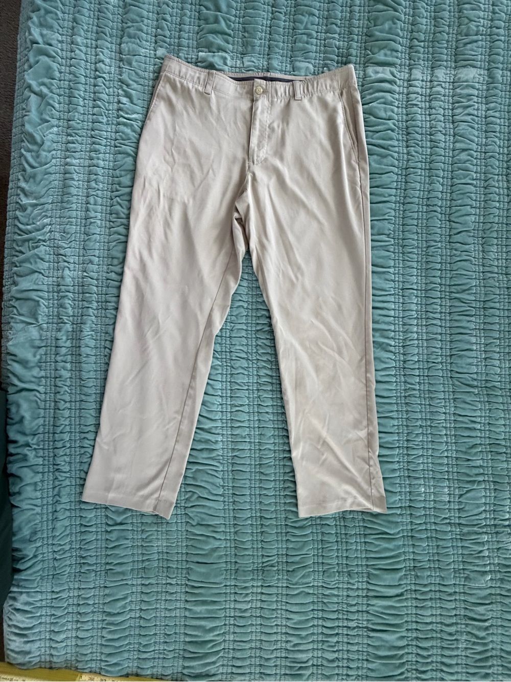 PGA Tour Men's Slim Straight Khaki Pants in Light Tan